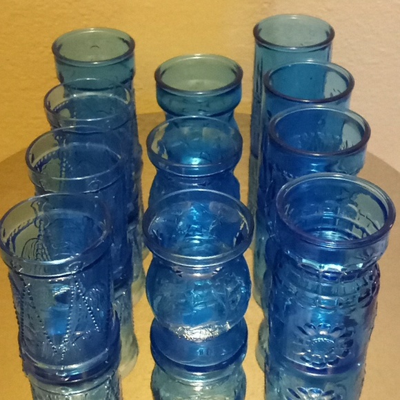 VTG- Wheaton Glass 11 Blue Juice Glasses - Picture 2 of 11